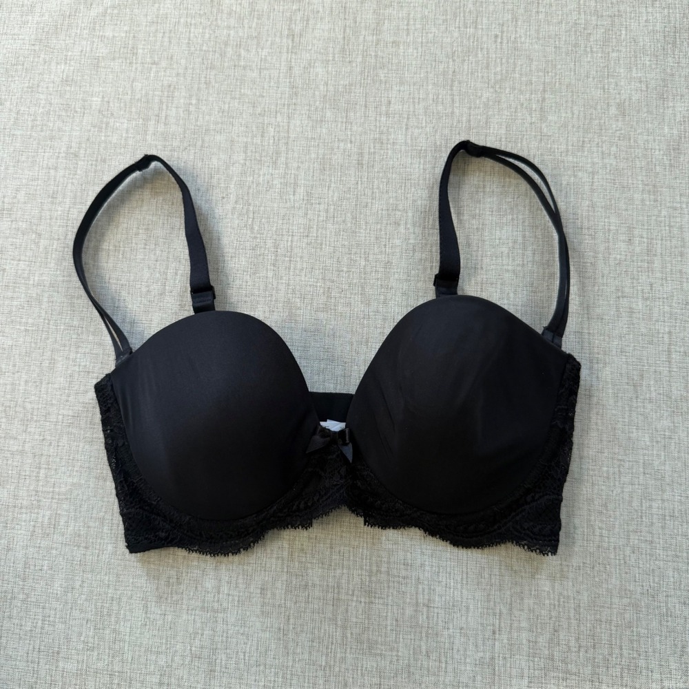 Simone Perele Bra Black Underwire Lace Multi-Way 32DD t shirt molded cups